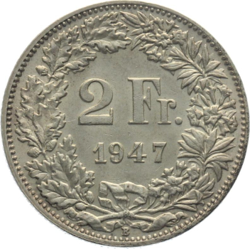 2 Franken 1947 B - fast unzirkuliert